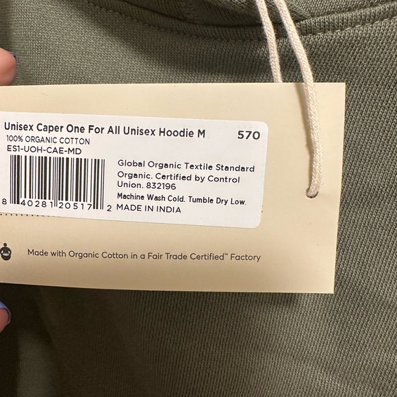 Pact Unisex Caper Green One For All Unisex Hoodie Size Medium - Picture 5 of 11